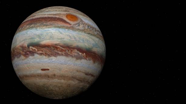 Flying over the surface of Jupiter. 3d rendering.