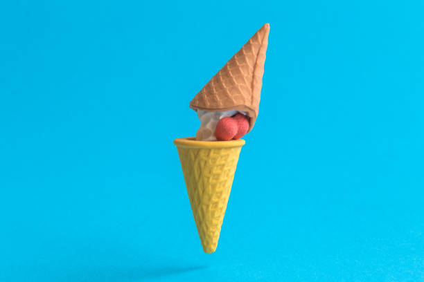 istock Ice cream in cone abstract isolated on blue. 1161020740
