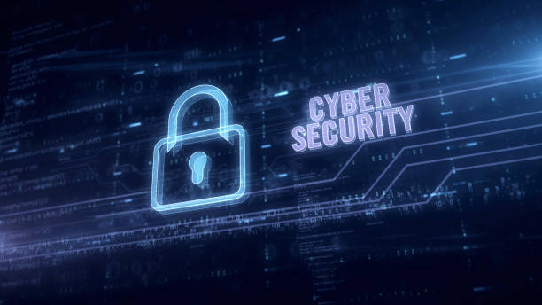 istock Cyber security hologram in electric circle 1161020791