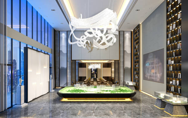 istock 3d render of luxury building lobby and reception 1161028798