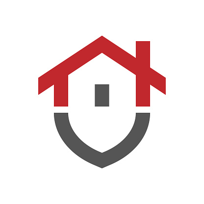 ÐÑÐ½Ð¾Ð²Ð½ÑÐµ RGBHome protection logo design template. Vector shield and house logotype illustration. Graphic home security icon label. Modern building alarm symbol. Security sign badge. EPS 10