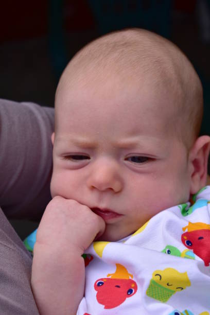 istock Newborn baby. Blonde boy with blue eyes, seven weeks. 1161030341
