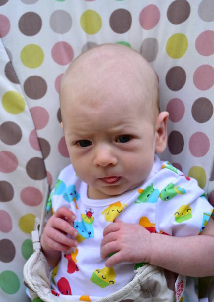 istock Newborn baby. Blonde boy with blue eyes, seven weeks. 1161031987