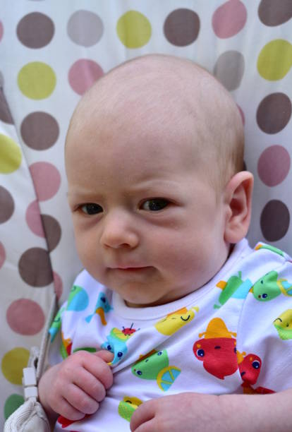 istock Newborn baby. Blonde boy with blue eyes, seven weeks. 1161032449