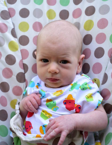 istock Newborn baby. Blonde boy with blue eyes, seven weeks. 1161032584