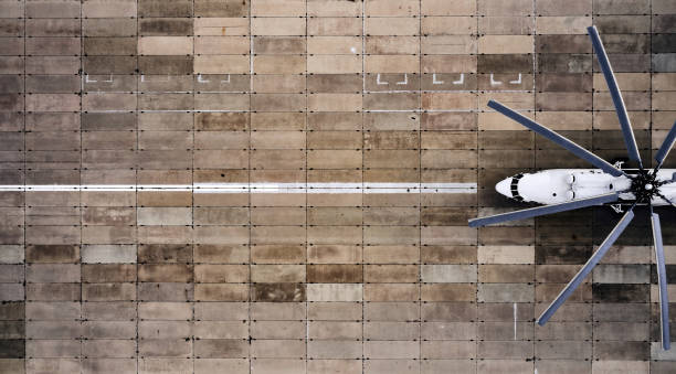 Heavy transport helicopter aerial view.