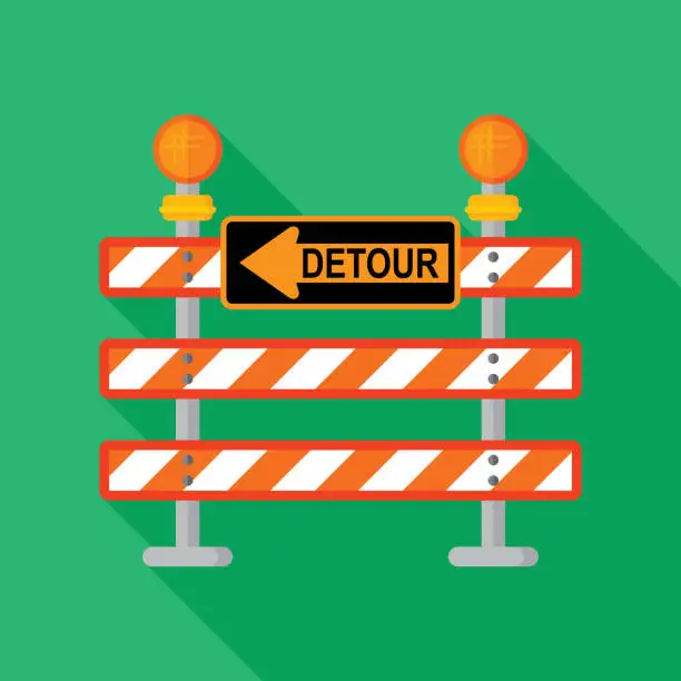 Vector illustration of Detour Sign Icon Flat
