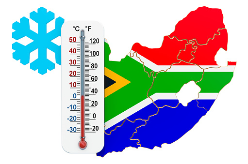 Extreme cold in South Africa concept. 3D rendering isolated on white background