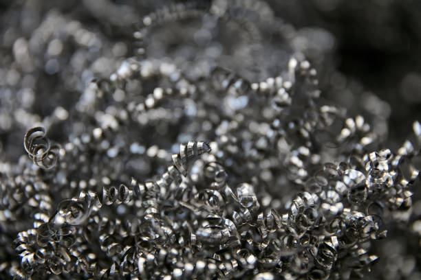 Metal shavings. Pile of metal sawdust from cnc machining.