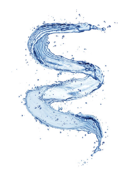 salpicadura de espiral de agua aislada sobre fondo blanco - ripple water circle motion fotografías e imágenes de stock