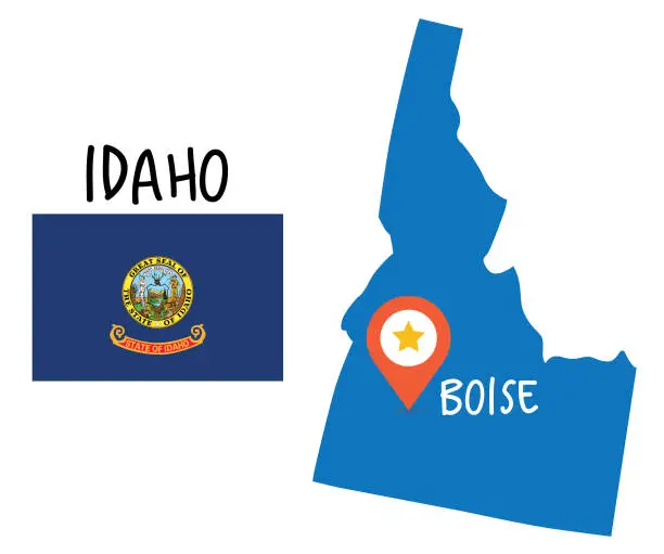 Vector illustration of Idaho Map and Flag