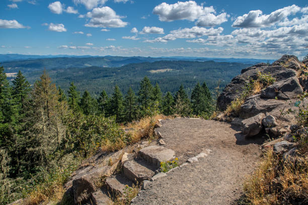 Spencer Butte Trail Overlook A spectacular views can be seen the Spencer Butte Trail in Eugene, Oregon. eugene oregon stock pictures, royalty-free photos & images