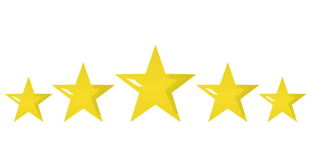 istock Five golden rating star 3d illustration on white background 1161047867