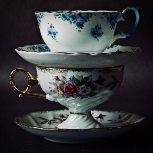 istock Stacked vintage china tea cups 1161056731