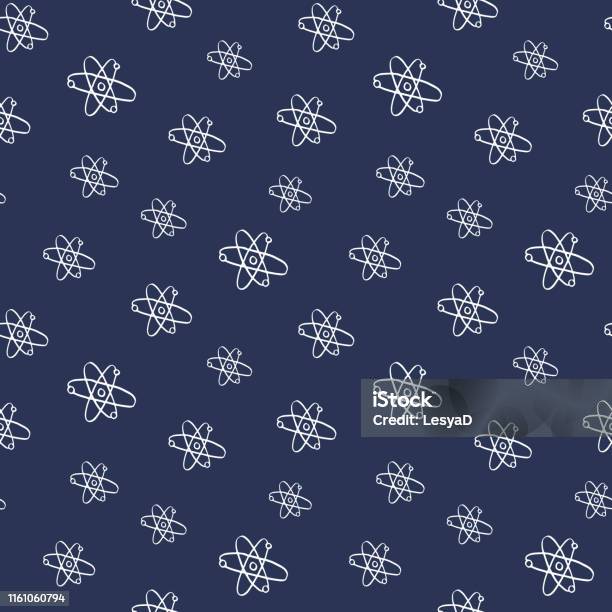Random Atom Pattern Atom Symbol Seamless Pattern Hand Drawn Vector Illustration Stock ...