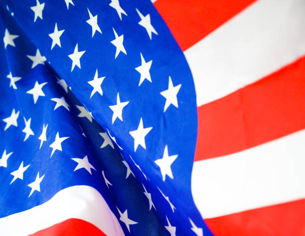 America flag waving with the wind for memorial day.