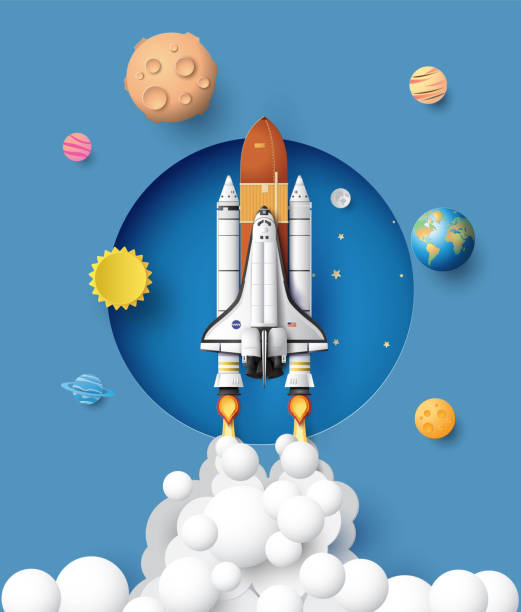 ミッションで離陸するスペースシャトル - rocket taking off spaceship space点のイラスト素材／クリップアート素材／マンガ素材／アイコン素材