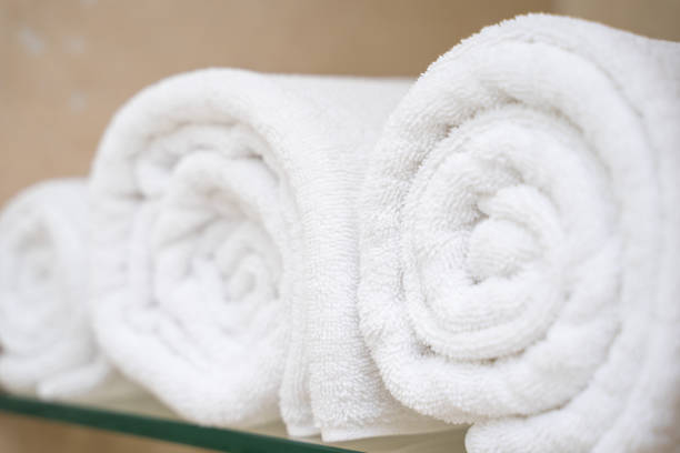 istock white towel in shower room 1161073508
