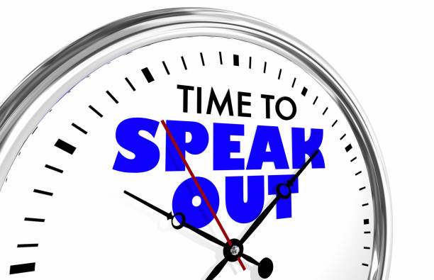 istock Time to Speak Out Protest Stand Up Clock Words 3d Illustration 1161076741