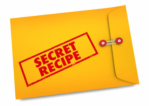 receta secreta alimentos cocina ingredientes sobre 3d ilustración - secret to success fotografías e imágenes de stock