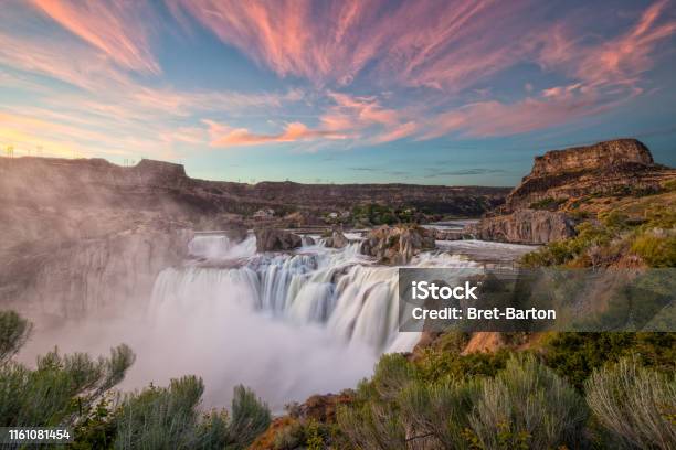Shoshone Falls At Sunset Stock Photo - Download Image Now - Idaho, Landscape - Scenery, Nature