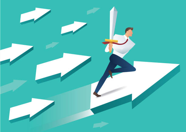 istock business man attracting arrow icon with sword , business concept vector illustration 1161082228