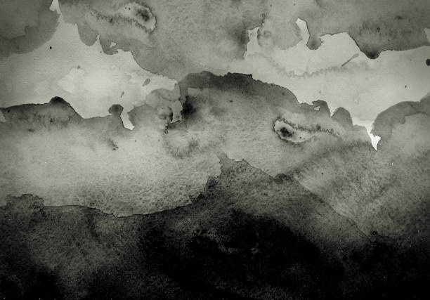 istock Black watercolor abstract ocean and sky 1161082490