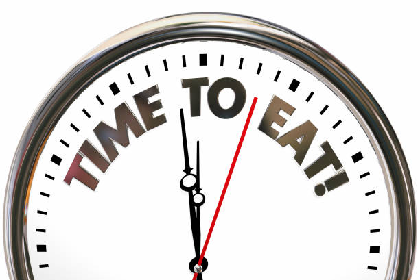 istock Time to Eat Lunch Dinner Food Clock 3d Illustration 1161083154