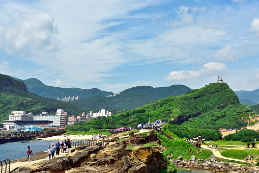 Yehliu Geopark,It is located in Xinbei city,Taiwan.\nYehliu are the headlands that protrude from the sea,It's about 1,700 meters \nlong.As a result of sea erosion and weathering and crustal movement and other \neffects, created a unique geological landscape.\nIt is one of the most famous parks in Taiwan.