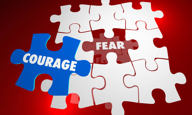 istock Courage Vs Fear Bravery Unafraid Puzzle Words 3d Illustration 1161084142