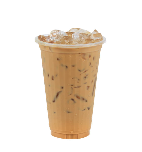 istock Iced coffee  in plastic cup isolated on white background / coffee sweet 1161086104