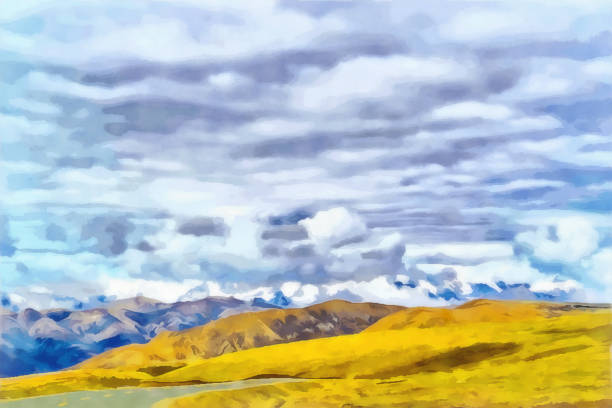 istock Drawing watercolor. Mountain landscape. 1161087231