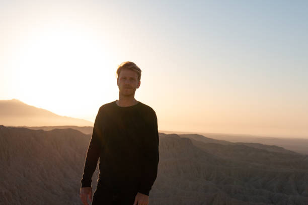 Font's Point Man at Font's Point in Anza Borrego fonts point photos stock pictures, royalty-free photos & images