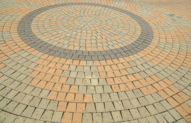 istock Selective focus colorful brick on the pavement in circle shape 1161088672