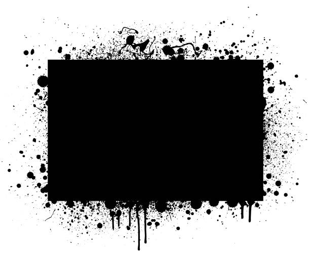 schwarzer grunge-rahmen - backgrounds textured inks on paper black stock-grafiken, -clipart, -cartoons und -symbole