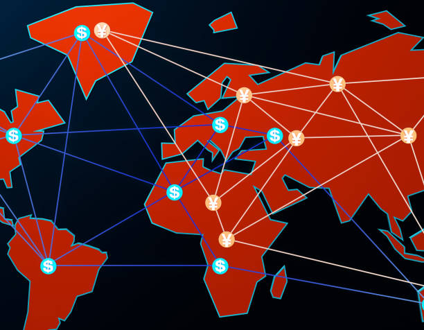 istock World Map Financial Technology Network, Cooperation and Competition, Data Transmission and Storage,renminbi and dollar 1161111594