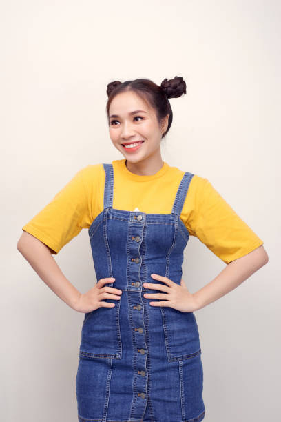 istock Close up photo beautiful amazing funky she her lady two buns kindhearted easy-going overjoyed on white background 1161111708