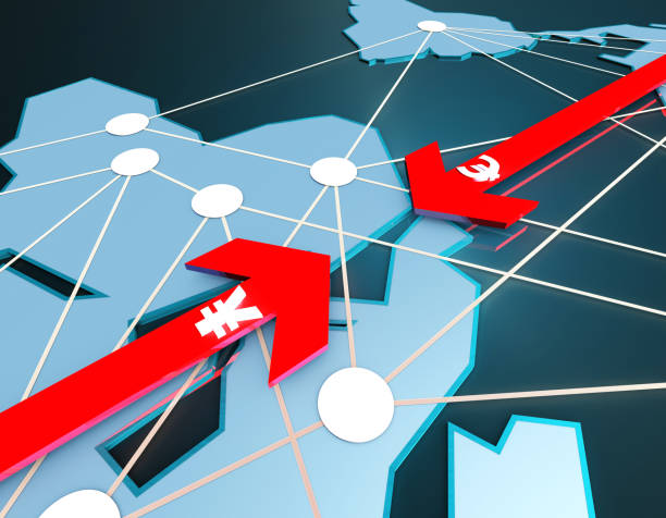istock World map financial technology network, cooperation and competition, success arrow with currency symbol 1161112206