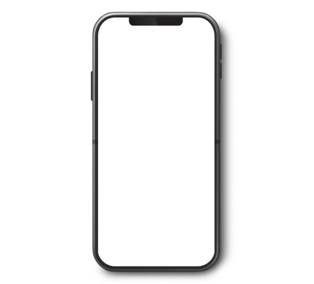 Mobile Phone Top View With White Screen Smartphone top view with white screen. cut out stock pictures, royalty-free photos & images