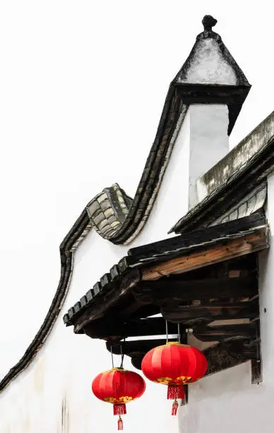 Chinese Red Lantern decorated on Chinese traditional old house