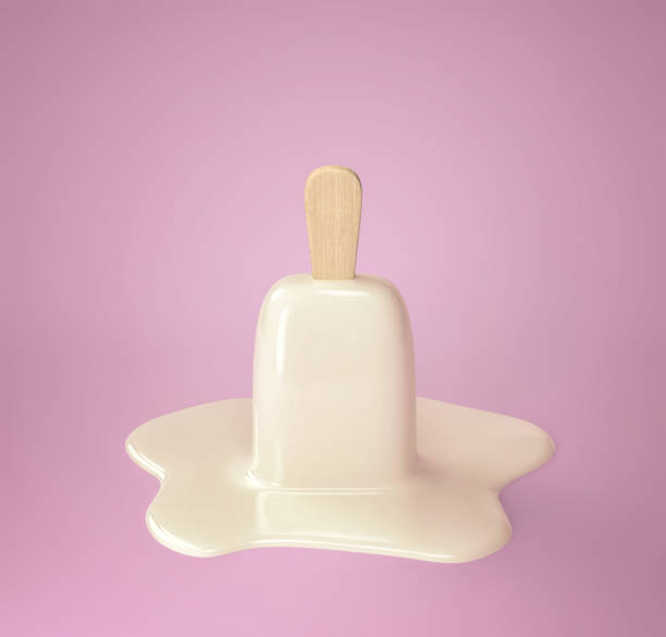 istock Melted vanilla ice cream on purple background 1161117907