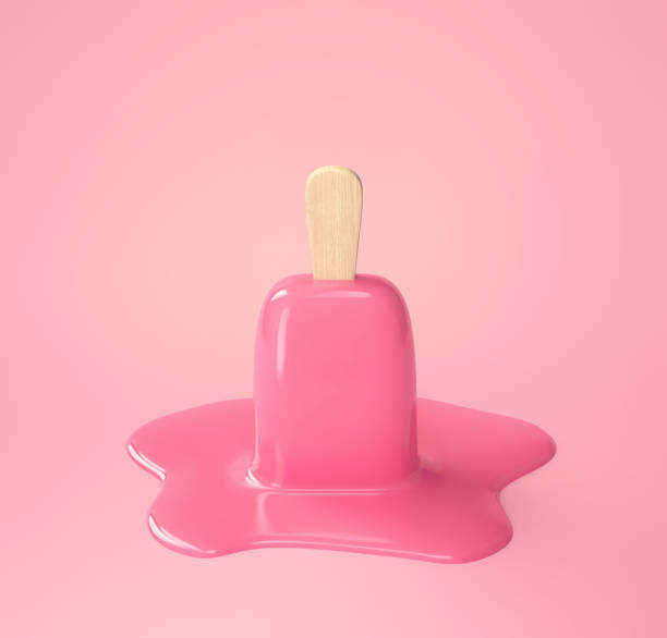 istock Melted ice cream on pink background. Summer minimal concept 1161117910