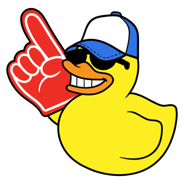 Cartoon Rubber Duck With Foam Finger Illustration Stock Illustration -  Download Image Now - Rubber Duck, Sunglasses, Foam Hand - iStock