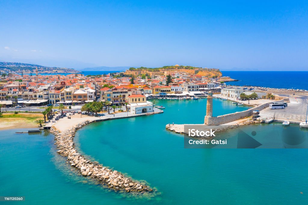 Old Venetian harbor of Rethimno, Crete, Greece Crete Stock Photo