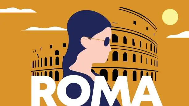 Vector illustration of Roma City Poster