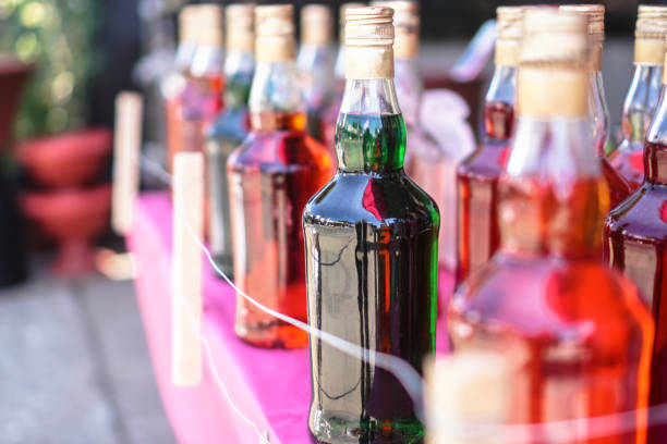 istock Multicolored bottled drinks outside. Stock photo background 1161123125