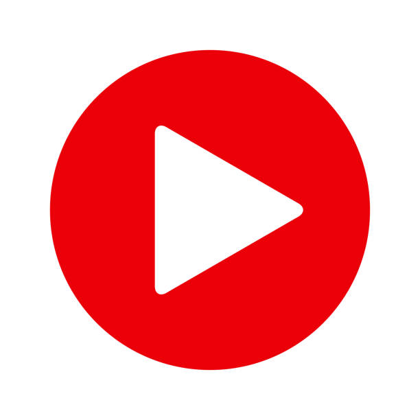 赤い再生ボタンの説明 - downloading symbol computer icon white background点のイラスト素材／クリップアート素材／マンガ素材／アイコン素材
