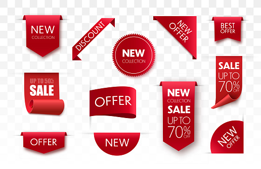 istock Price tags vector collection. Ribbon sale banners isolated. 1161125882