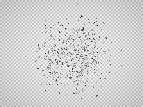 Particles explosion. Vector shatter particles. Black confetti burst.