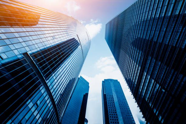 istock High modern skyscrapers over blue sky 1161127368